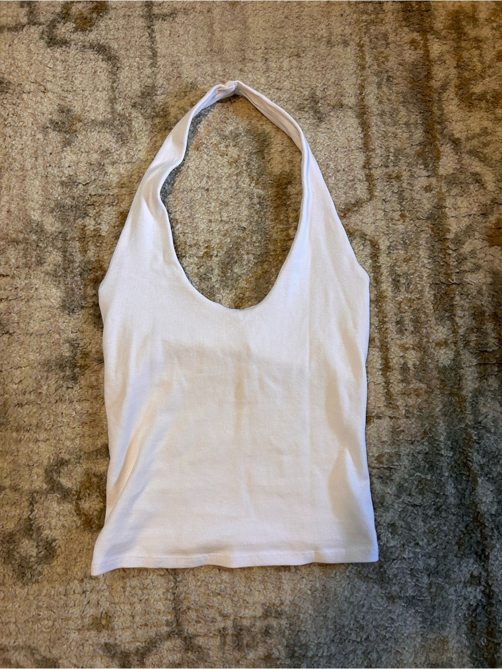 Zara White Halter Ribbed Tank Top